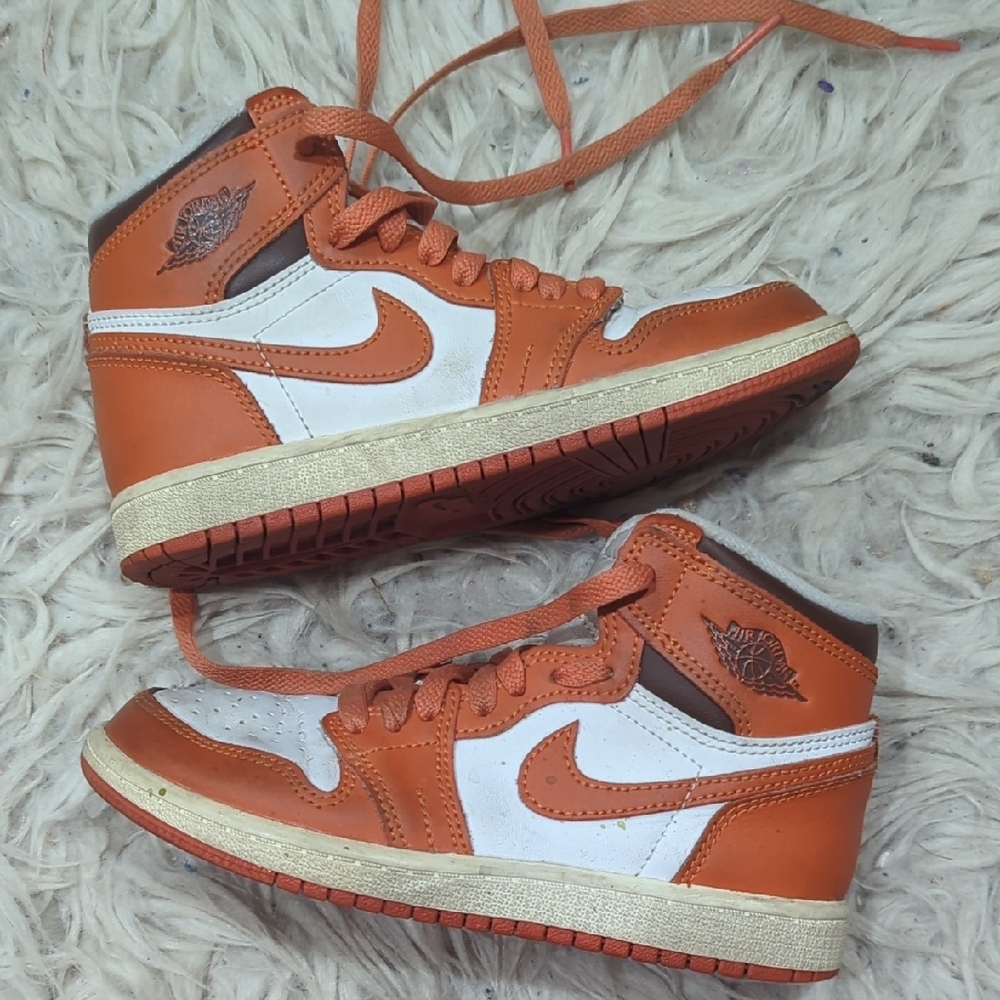 Nike Kids Retro Air Jordan 1 Orange and White Sneakers